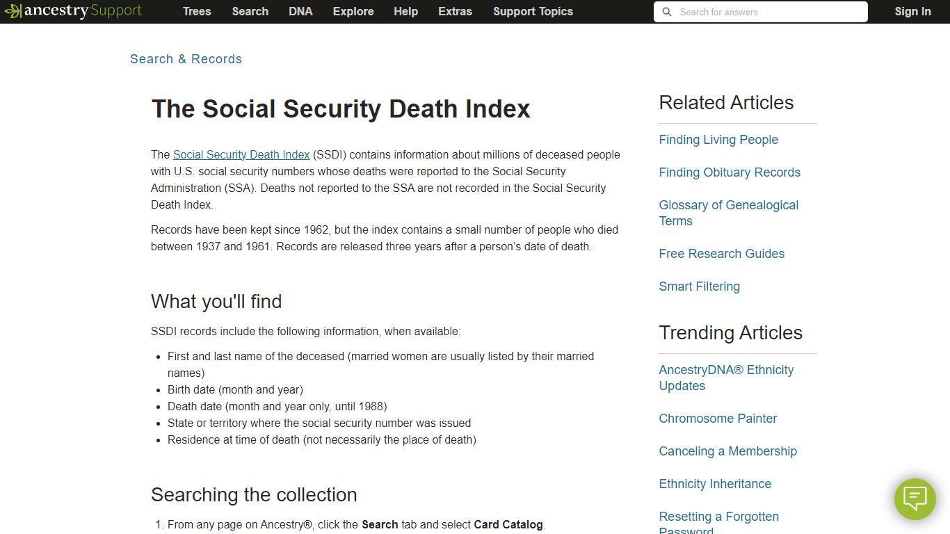 The Social Security Death Index - force.com